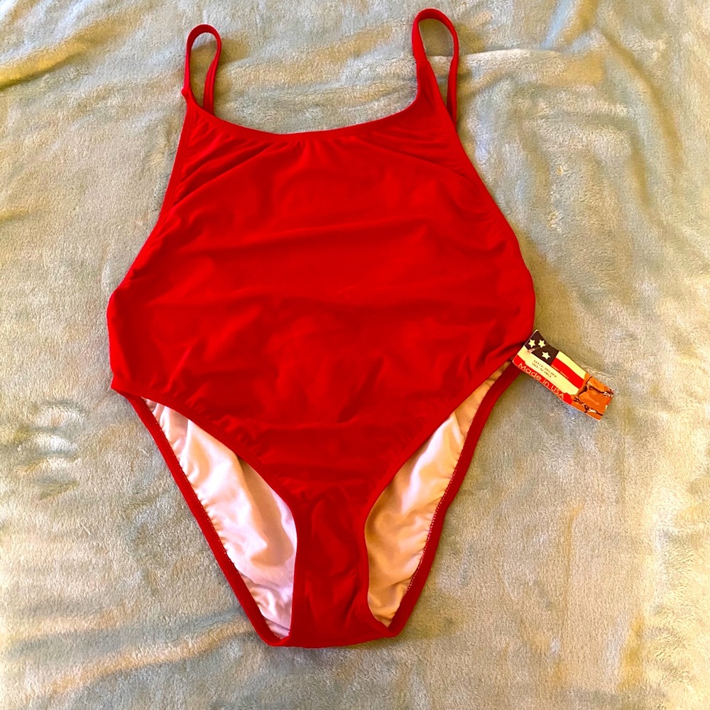 Baywatch 80s style high leg one piece swim suit
